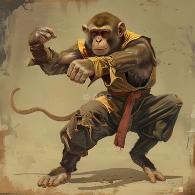 Affe in Kampfpose (KI-generiert)